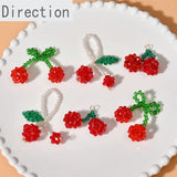 Hand Woven Crystal Glass Pearl Red Cherry Fruit Pendant DIY Ear Jewelry