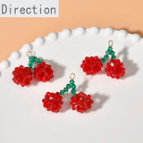 Hand Woven Crystal Glass Pearl Red Cherry Fruit Pendant DIY Ear Jewelry