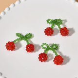 Hand Woven Crystal Glass Pearl Red Cherry Fruit Pendant