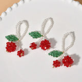 Hand Woven Crystal Glass Pearl Red Cherry Fruit Pendant