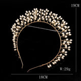 Hand Woven Flower Hairband Silver Leaf Pearl Headbands For Women
