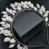 Hand Woven Flower Hairband Silver Leaf Pearl Headbands For Women