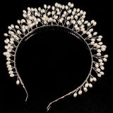Hand Woven Flower Hairband Silver Leaf Pearl Headbands For Women