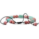 Hand Woven Friendship Bracelets Amazonite & Rhodochrosite Gem Bracelet