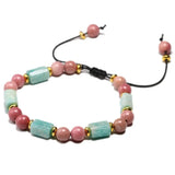 Hand Woven Friendship Bracelets Amazonite & Rhodochrosite Gem Bracelet
