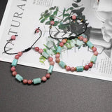 Hand Woven Friendship Bracelets Amazonite & Rhodochrosite Gem Bracelet