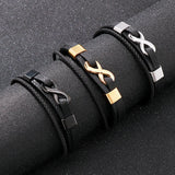 Geometric Infinity Men's Leather Bangle Western Jewelry