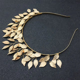 Hand Woven Hairband Metal Leaves Pearl Headbands For Women Bride Crown Tiara