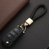 Hand Woven Leather KeyChain with Detachable Metal Buckle