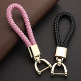Hand Woven Leather KeyChain with Detachable Metal Buckle