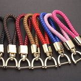 Hand Woven Leather KeyChain with Detachable Metal Buckle