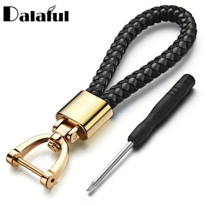 Hand Woven Leather KeyChain with Detachable Metal Buckle