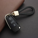 Hand Woven Leather KeyChain with Detachable Metal Buckle