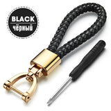 Hand Woven Leather KeyChain with Detachable Metal Buckle