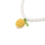 Hand-Woven Lemon Necklace Pearl Clavicle Necklace Women's Accessories