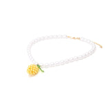 Hand-Woven Lemon Necklace Pearl Clavicle Necklace Women's Accessories