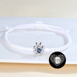 Hand Woven Personalized Photo Projection Bracelet with Dog Cat Paw Pendant