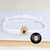 Hand Woven Personalized Photo Projection Bracelet with Dog Cat Paw Pendant