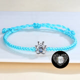 Hand Woven Personalized Photo Projection Bracelet with Dog Cat Paw Pendant