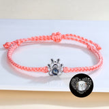 Hand Woven Personalized Photo Projection Bracelet with Dog Cat Paw Pendant