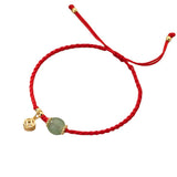 Hand-Woven Money Coin Jade Beaded Bracelet Adjustable Classic Chinese Style