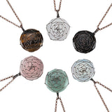 Hand Woven Peony Flower Ancient Bronze Retro Reiki Healing Necklace