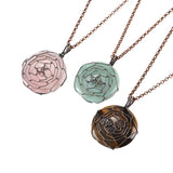 Hand Woven Peony Flower Ancient Bronze Retro Reiki Healing Necklace