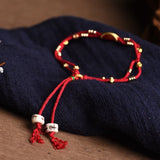 Red Rope Lucky Bracelet with Dumpling Pendant Ethnic Style Bangle for Women