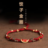 Red Rope Lucky Bracelet with Dumpling Pendant Ethnic Style Bangle for Women
