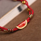 Red Rope Lucky Bracelet with Dumpling Pendant Ethnic Style Bangle for Women