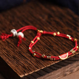 Red Rope Lucky Bracelet with Dumpling Pendant Ethnic Style Bangle for Women