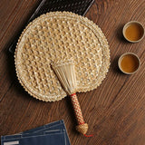 Hand-Woven Straw Hand Fan Old Natural Environmentally Friendly Round Fan