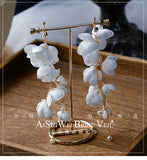Beaded Flowers Earrings Long Drop Travel Wedding Ear Decoration