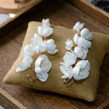 Beaded Flowers Earrings Long Drop Travel Wedding Ear Decoration