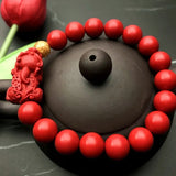 Hand-carved Chinese Natural Cinnabar Jade Lucky Pixiu Bracelet