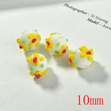 50pcs Cartoon Flowers Glass Beads DIY Jewelry Accessory