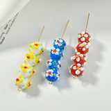 50pcs Cartoon Flowers Glass Beads DIY Jewelry Accessory