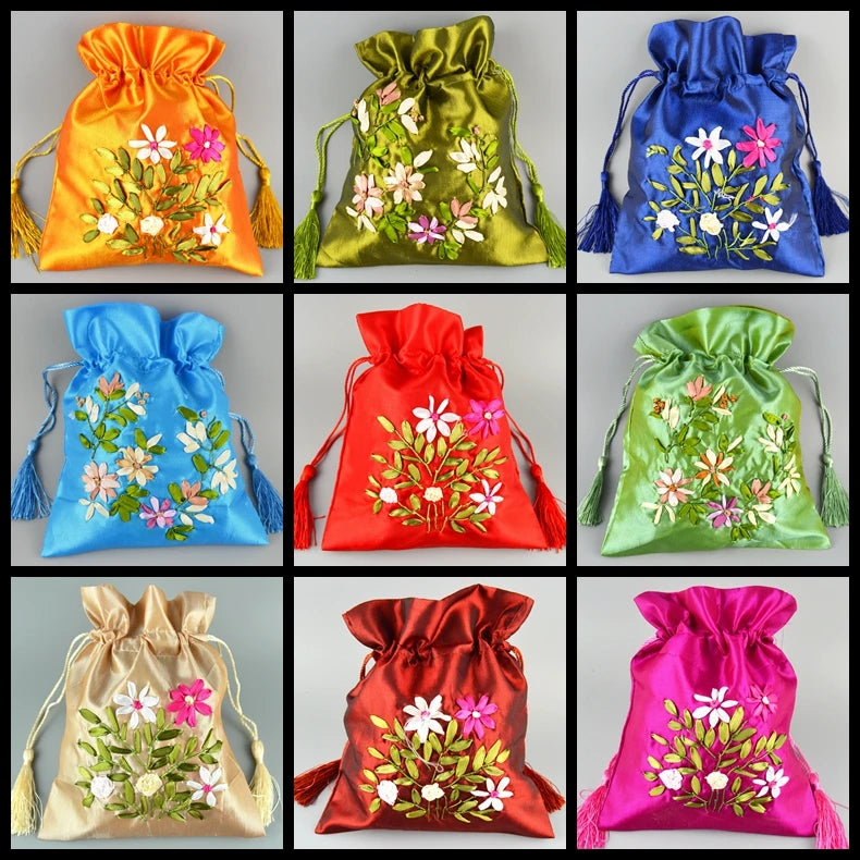 Hand Embroidery Brocade Collectables Bracelets Jewelry Bags 4pc/lot