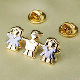 Set of 3 Kids Holding Hands Lapel Pins