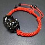 Hand Knitted Obsidina Bracelet Pig Crystal Bracelets