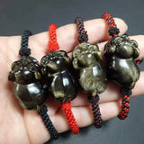 Hand Knitted Obsidina Bracelet Pig Crystal Bracelets