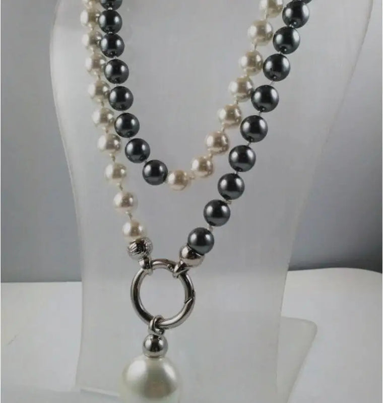 Hand Knotted Wedding 10mm South Sea Shell Pearl Necklace Long Jewelry