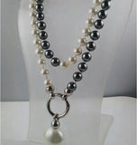Hand Knotted Wedding 10mm South Sea Shell Pearl Necklace Long Jewelry