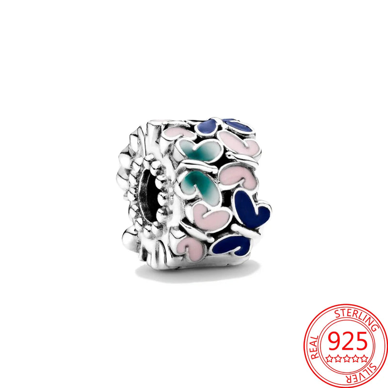 925 Sterling Silver Enamel Colorful Butterfly Clip Beads Charm