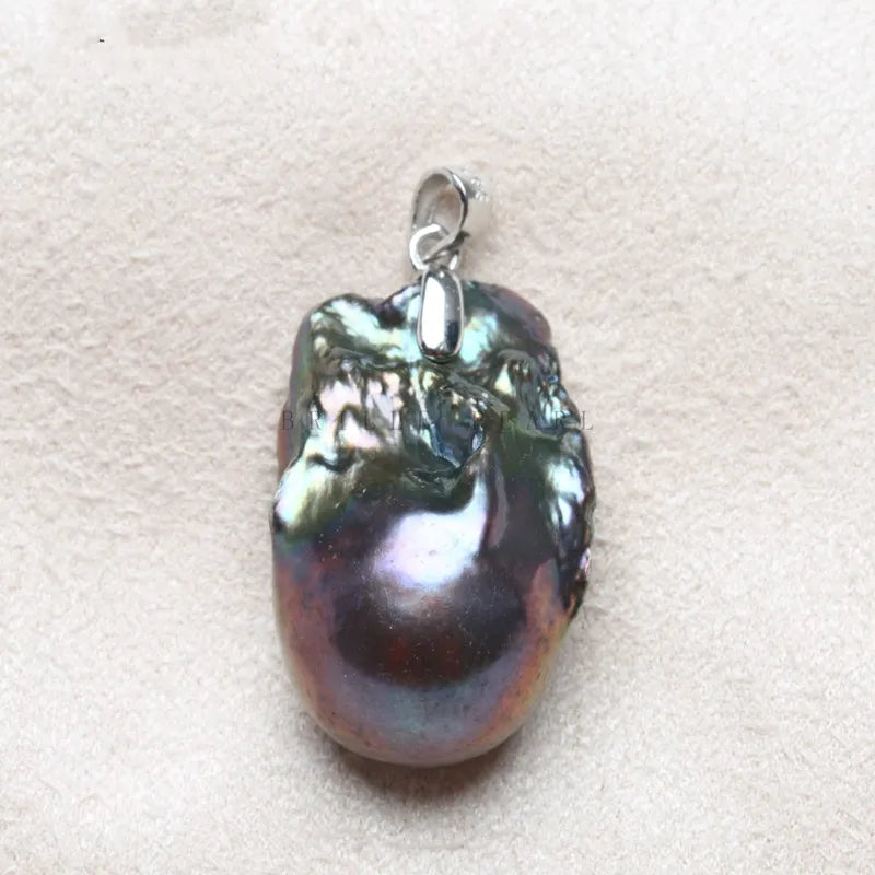 Vintage 925 Silver Sterling Natural Pearl Pendant Flower Necklace