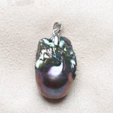 Vintage 925 Silver Sterling Natural Pearl Pendant Flower Necklace