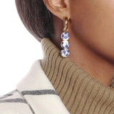 Ethnic Style Printed Flower Bead Earrings