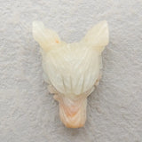 Hand Carved Amazonite Wolf Head Pendant Bead 36x25x12mm