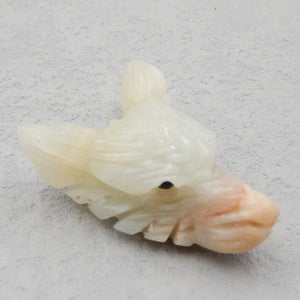 Hand Carved Amazonite Wolf Head Pendant Bead 36x25x12mm