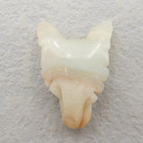 Hand Carved Amazonite Wolf Head Pendant Bead 36x25x12mm